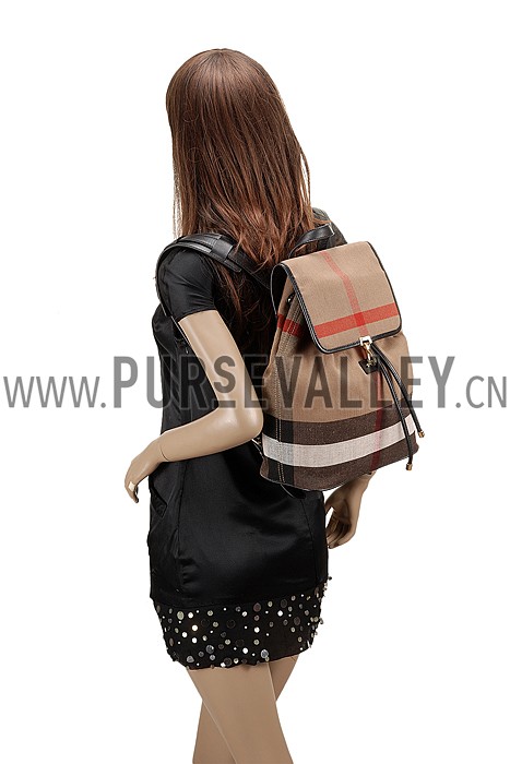 Burberry Canvas Check Backpack Honey Black 608280
