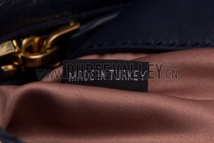 Miu Miu Nappa Leather Three-Pocket Bag Dark Blue