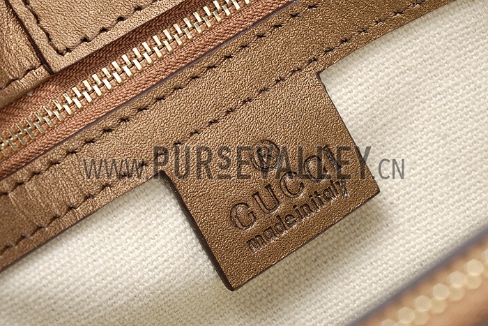 Gucci Bamboo Shopper Leather Small Tote Gold 607316