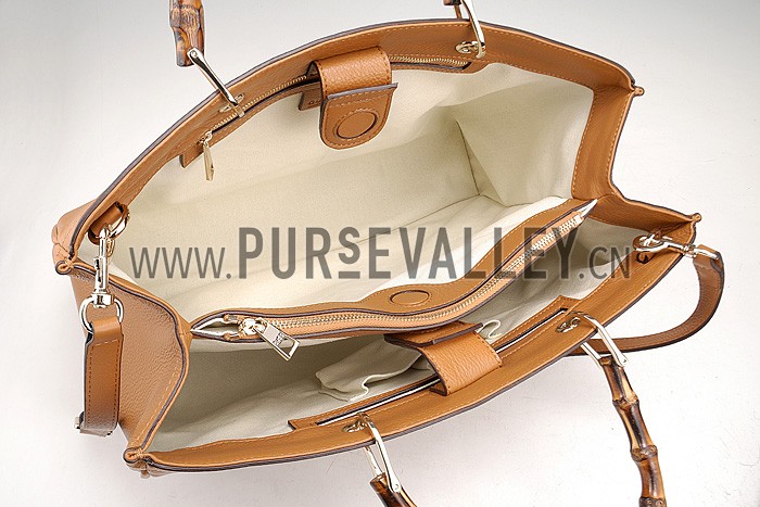 Gucci Bamboo Shopper Leather Tote Tan 607313
