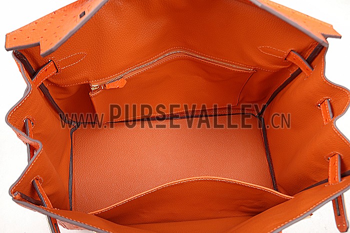 Hermes Birkin 35 Orange Ostrich Leather 607485