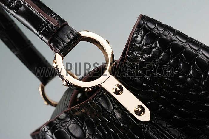 Louis Vuitton Capuciness Crocodile Leather Black MM 607547
