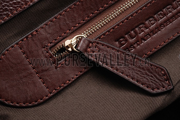 Burberry Small Bridle House Check Tote Bag Dark Brown 607780