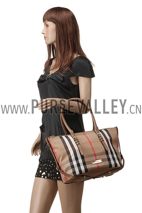 Burberry Medium Bridle House Check Tote Bag Brown 607782
