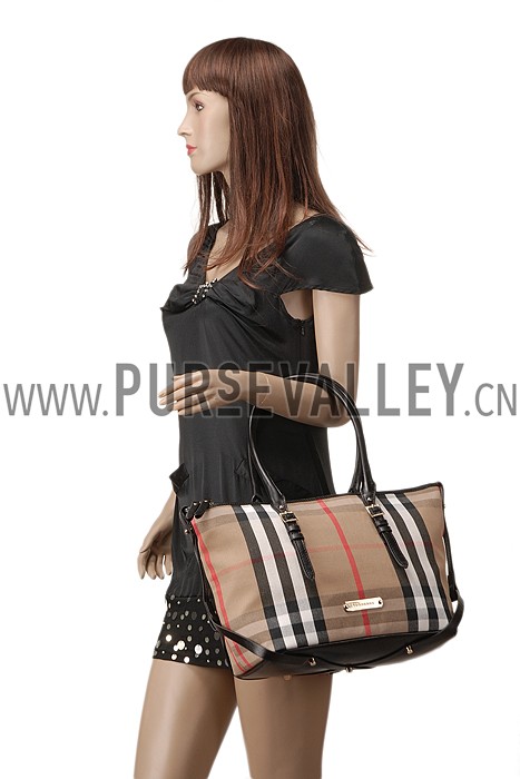 Burberry Medium Bridle House Check Tote Bag Black 607791