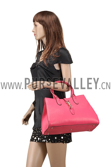 Gucci Jackie Soft Leather Top Handle Bag Fuchsia 607949