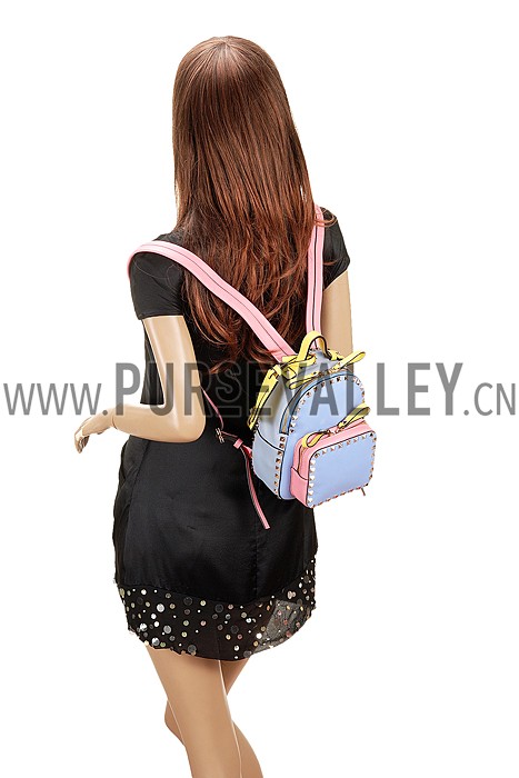 Valentino RockStud Blue/Pink/Yellow Backpack
