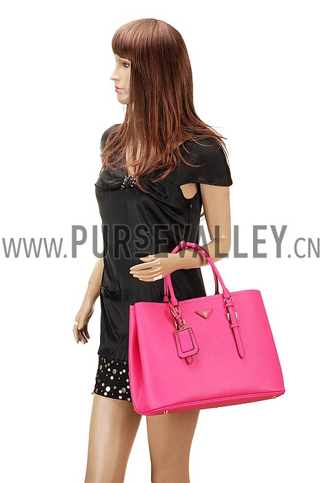 Prada Saffiano Double Tote Rose Pink