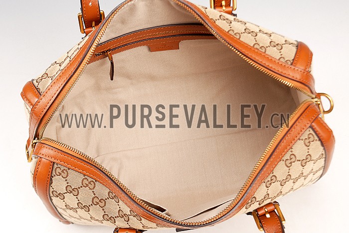 Gucci Lady Web GG Canvas Boston Bag Brown