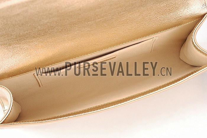 YSL Classic Y Clutch Gold Leather 608317