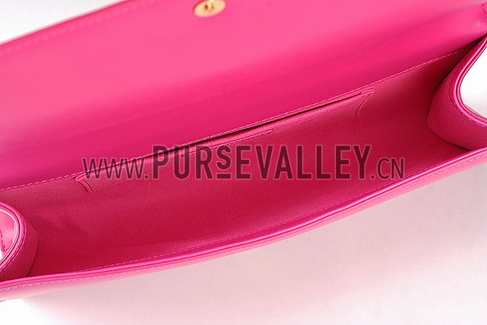 YSL Classic Y Clutch Fuchsia Leather 608318