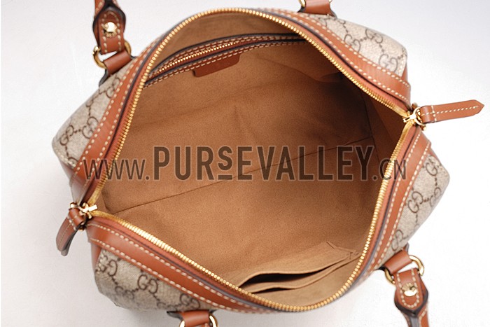 Gucci Boston Supreme Canvas Shoulder Bag Brown