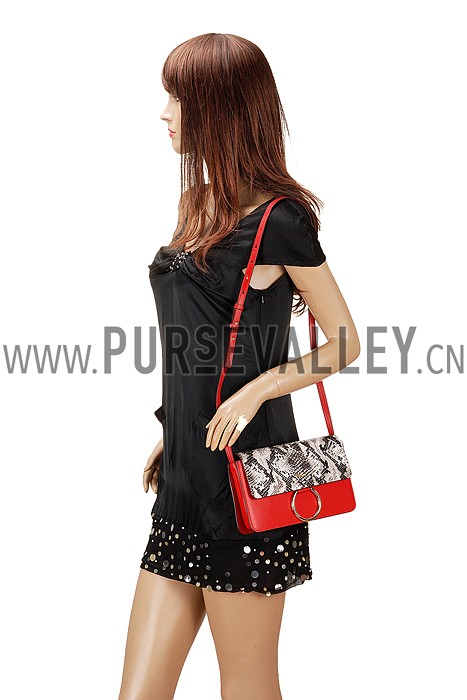 Chloe Faye Small Bag Red and Python Pattern