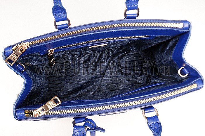 Prada Saffiano Crocodile Leather Blue Bag