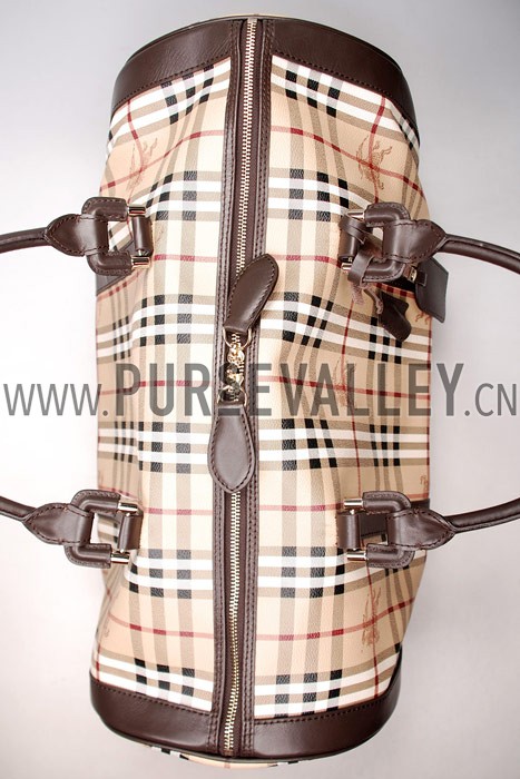 Burberry Haymarket Black Trim Large Duffle Bag