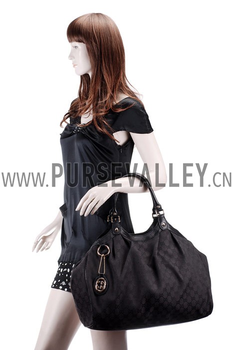 Gucci Sukey Large Tote Black Trim Black Fabric