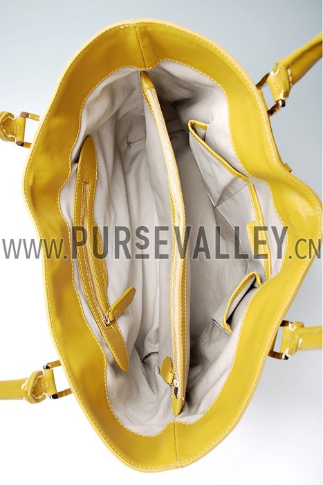 Burberry Medium Bridle House Check Belted Tote Yellow