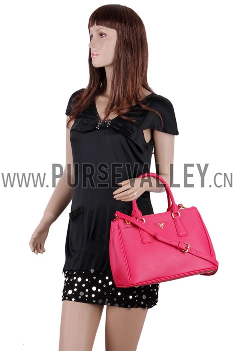 Prada Medium Saffiano Lux Top Handle Fuchsia