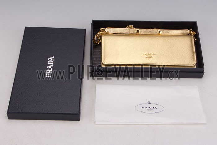 Prada Continental Wallet with Strap Gold