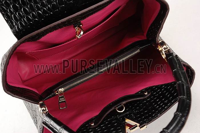 Louis Vuitton Capuciness Crocodile Leather Black MM 607547