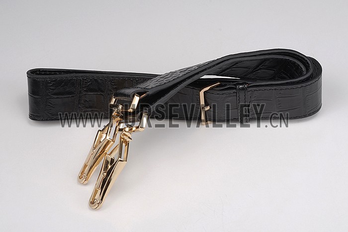 Burberry Black Croc Leather Hobo Bag 607776