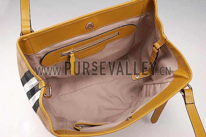 Burberry Small Bridle House Check Tote Bag Yellow 607781