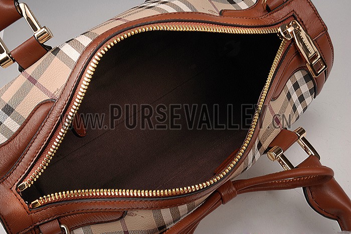 Burberry Check Haymarket Bowler Bag Brown 607785