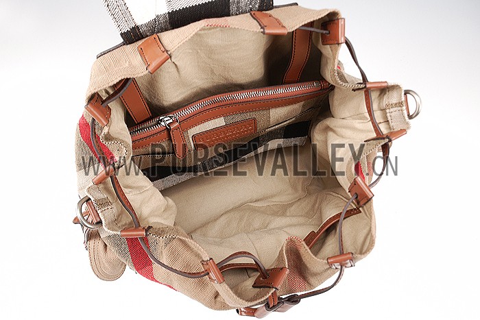 Burberry Large Canvas Check Backpack Brown 607805