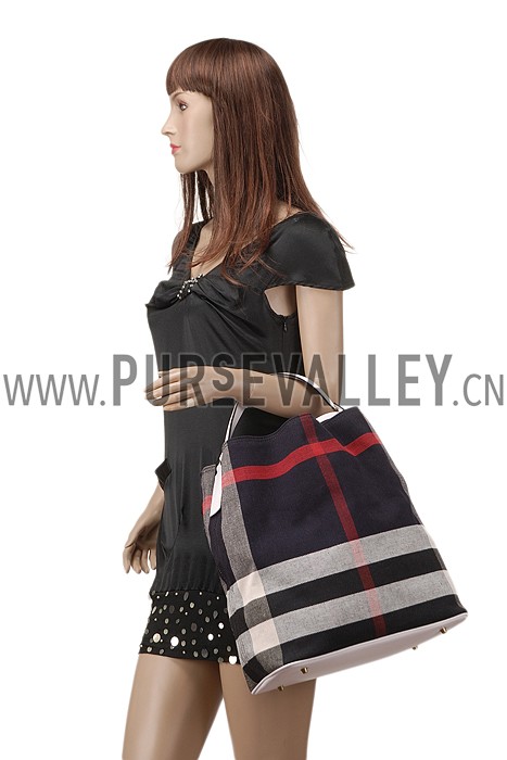Burberry Medium Canvas Hobo Bag Dark Blue 607821
