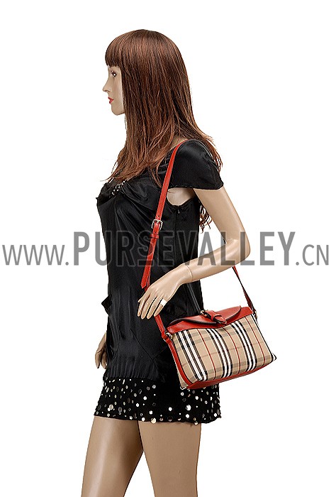 Burberry Small Horseferry Check Crossbody Bag Honey Parade Red 608269