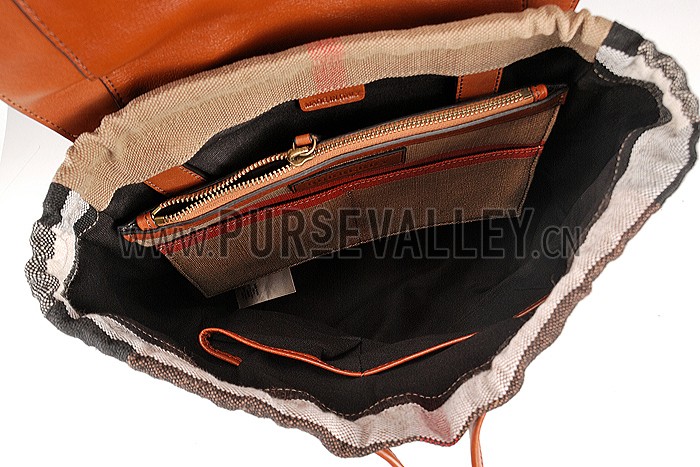 Burberry Man Canvas Check Backpack Saddle Brown 608273