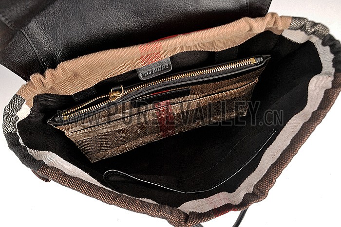 Burberry Man Canvas Check Backpack Saddle Black 608274