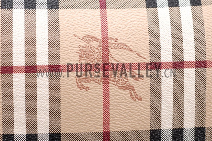 Burberry Haymarket Small Tote Purple Trim