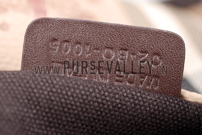 Burberry Haymarket Medium Tote Dark Brown Trim