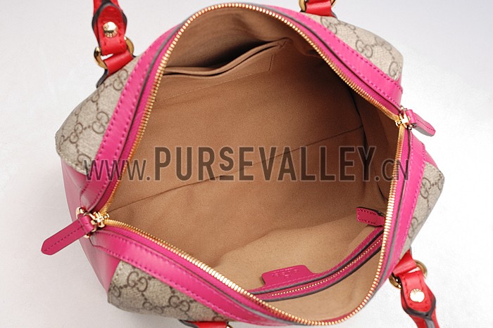 Gucci Boston Supreme Canvas Shoulder Bag Red & Fuchsia