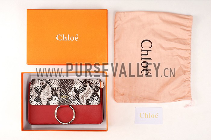 Chloe Faye Small Bag Dark Red and Python Pattern