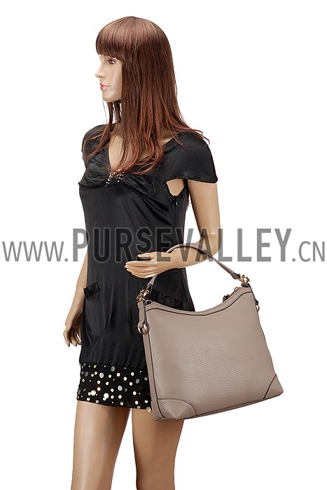 Gucci Miss GG Leather Hobo Grey