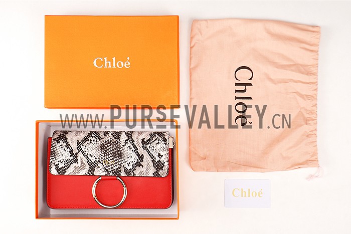 Chloe Faye Small Bag Red and Python Pattern