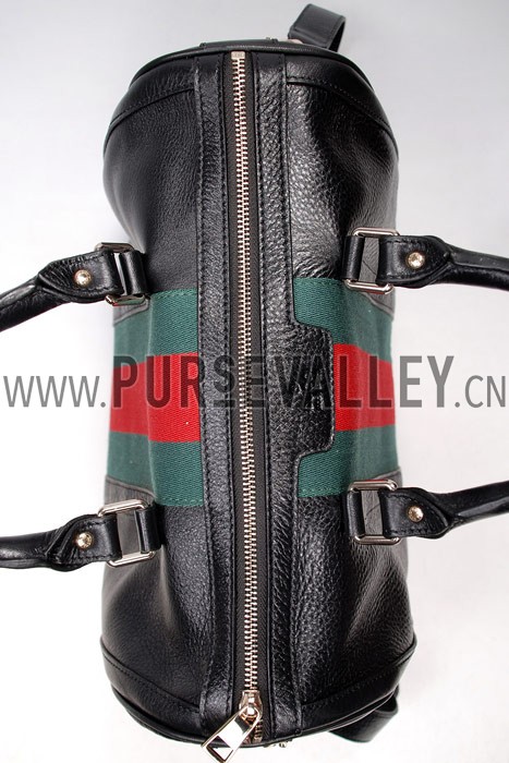 Gucci Vintage Web Medium Boston Black Bag