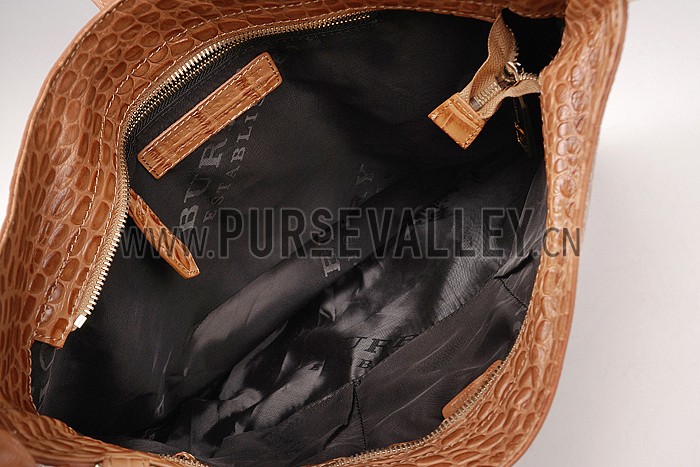 Burberry Brown Croc Leather Hobo Bag 607775