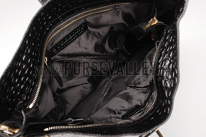 Burberry Black Croc Leather Hobo Bag 607776