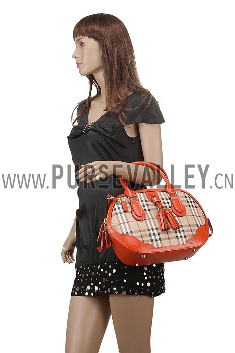 Burberry Large Tassel Bowler Bag Orange 607827