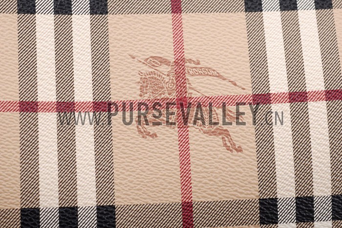 Burberry Haymarket Medium Tote Brown Trim