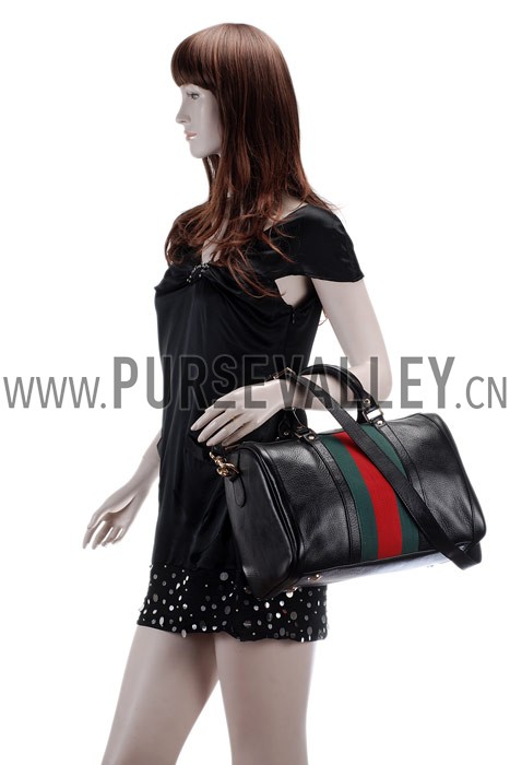 Gucci Vintage Web Medium Boston Black Bag