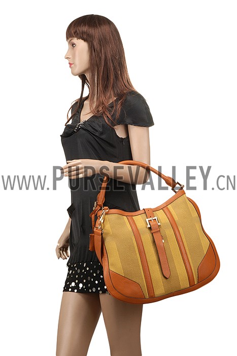 Burberry Yellow Check Hobo Bag 607774