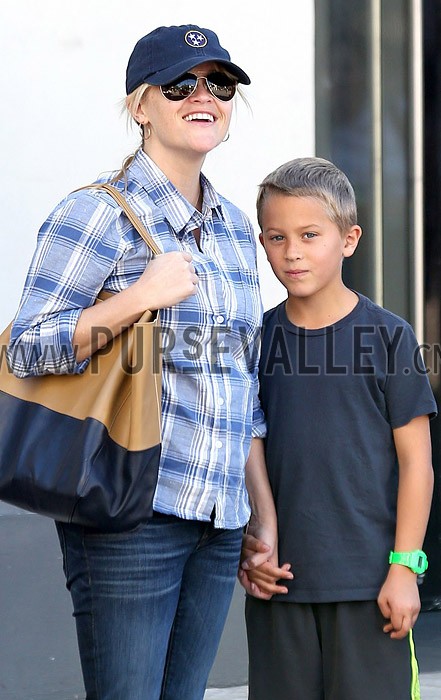 Celine Cabas Gusset Beige Black Leather Tote