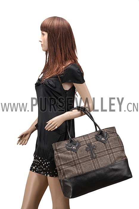 Chrome Hearts Brown Tweed Handbag 607424