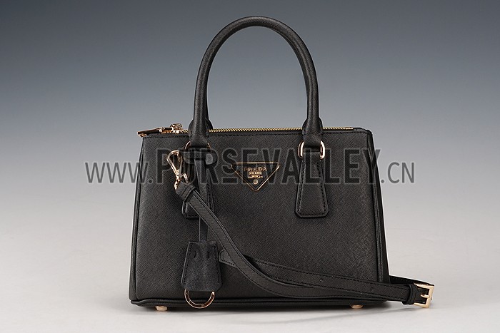 Prada Saffiano Mini Double Zip Tote Black