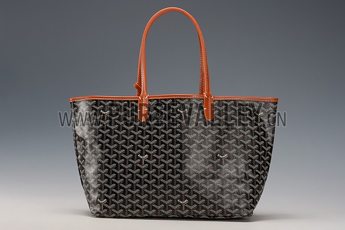 Goyard St Louis Tote Black And Tan Leather Trim