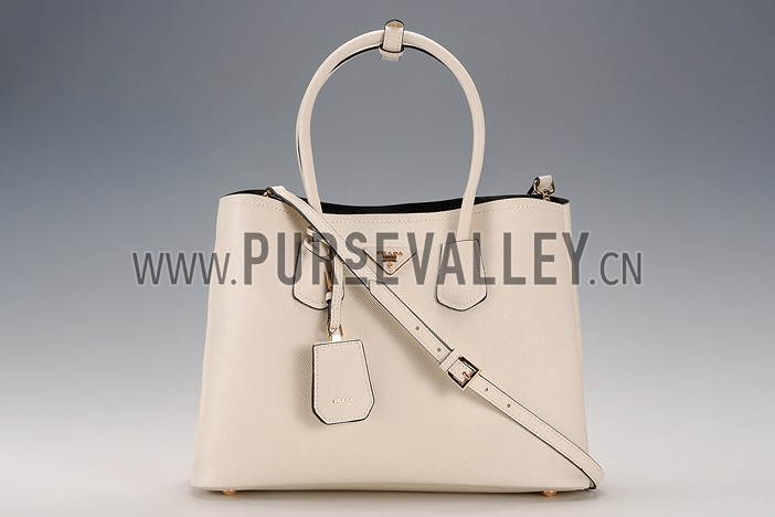 Prada Saffiano Double Tote White